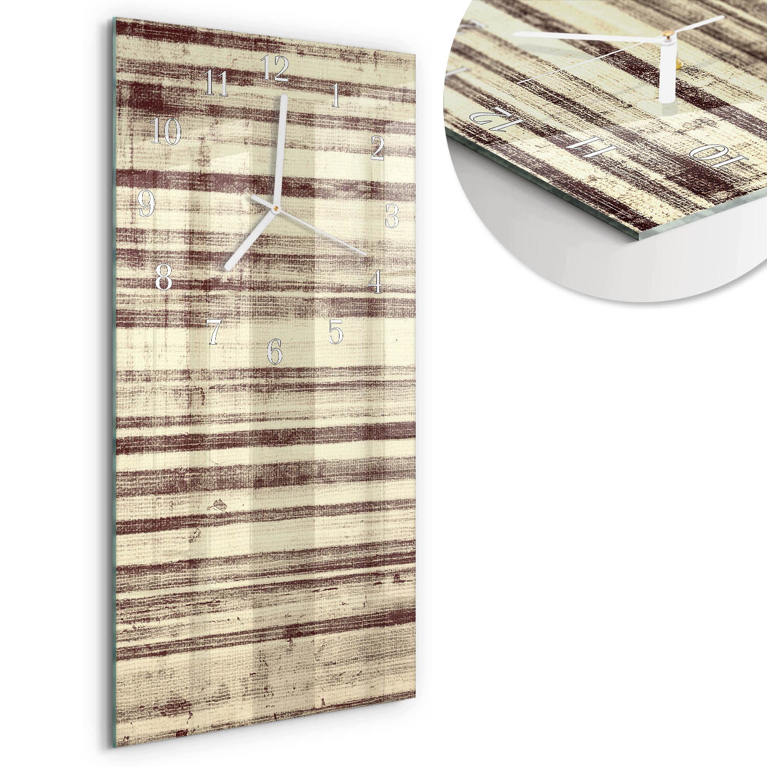 Dekorativní horizontální skleněné hodiny na zeď Cerata Obdélník 30x60 cm