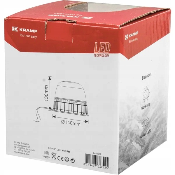 LAMPA OSTRZEGAWCZA LED KRAMP 24W EMC IP65 NA ŚRUBY EAN (GTIN) 8719493037425