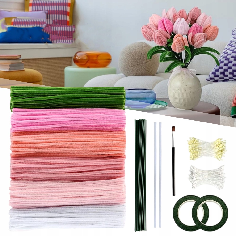 Ozdobné Drátky Kreativní Floristické Nadýchané Vytěráky Barevné 540KS
