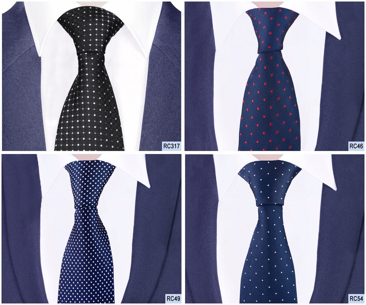 ŻAKARDOWY Krawat Męski Gładki Groszki Kropki Krata Waga produktu z opakowaniem jednostkowym 0.1 kg