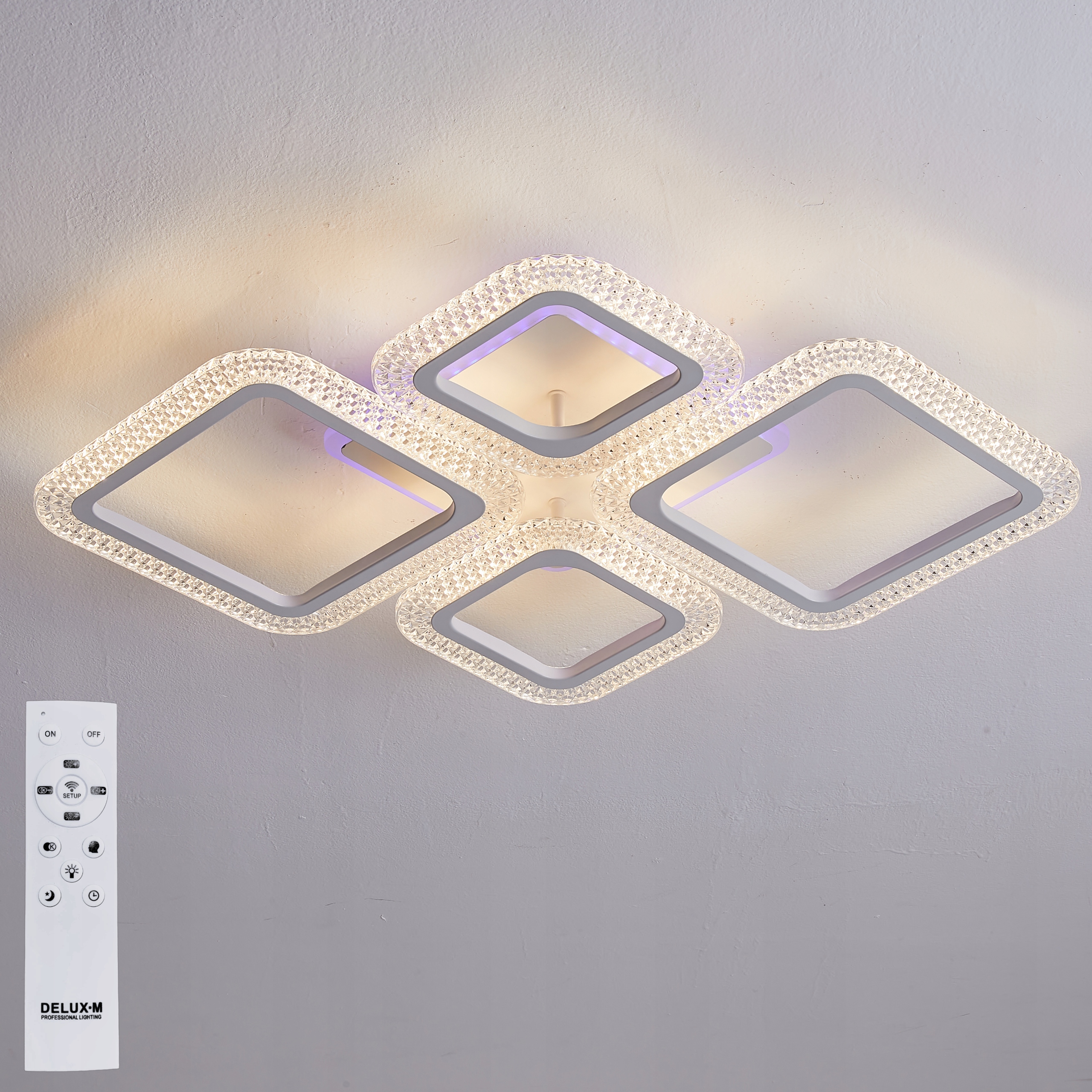 Lampa Sufitowa wisząca nowoczesna biała Rgb Żyrandol Plafon Led Pilot 57W