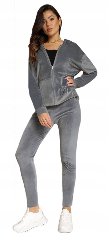 DRES damski ROZPINANY WELUROWY komplet szary 91 XL Marka inna