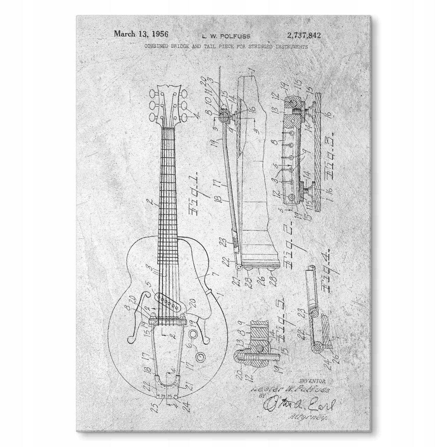 Kovový plakát Electric string instrument Stone Szyld Plech 42 x 59,4 cm