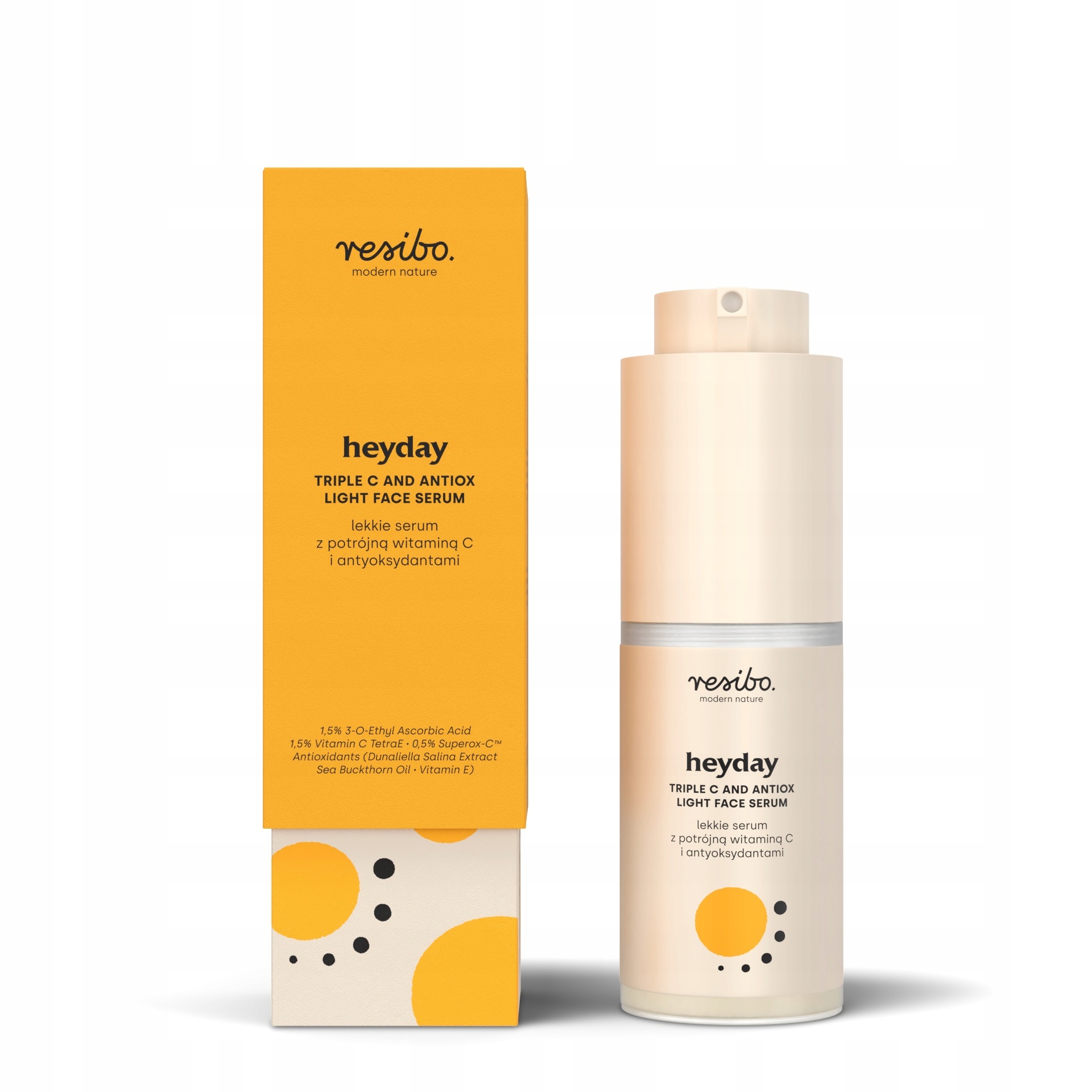 Resibo, Heyday, lehké sérum s trojitým vitamínem C a antioxidanty, 30 ml