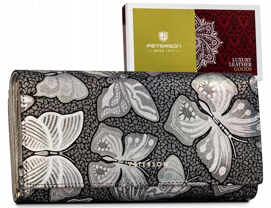 Velká dámská kožená peněženka Rfid s motýly Peterson Ptn 42100-ONBF/9510
