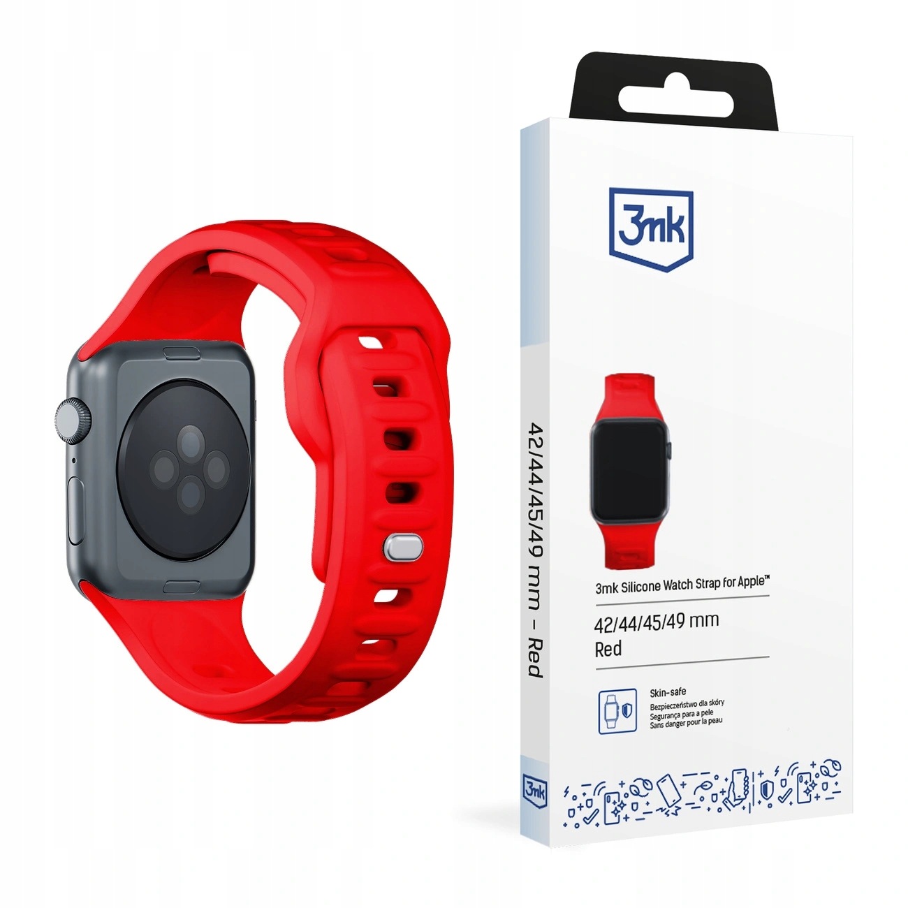 Pasek 3mk Silicone Watch Strap Apple Watch 42/44/45/49mm czerwony