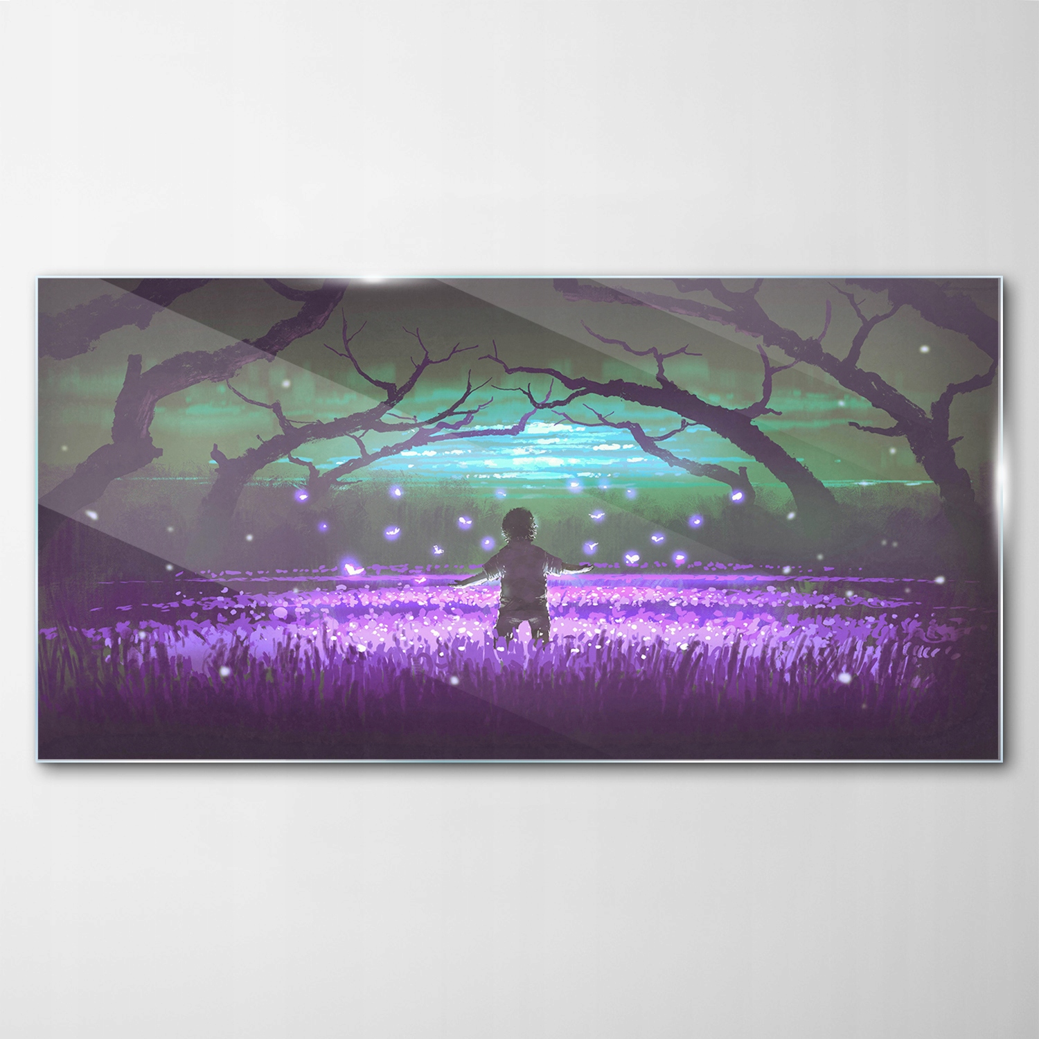 Tvrdený sklenený obraz Les Chlapec Noc 140x70