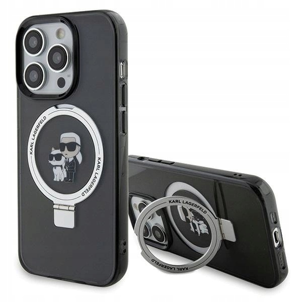 Etui Karl Lagerfeld Ring Stand K&Choupette MagSafe iPhone 15 Pro Max czarne
