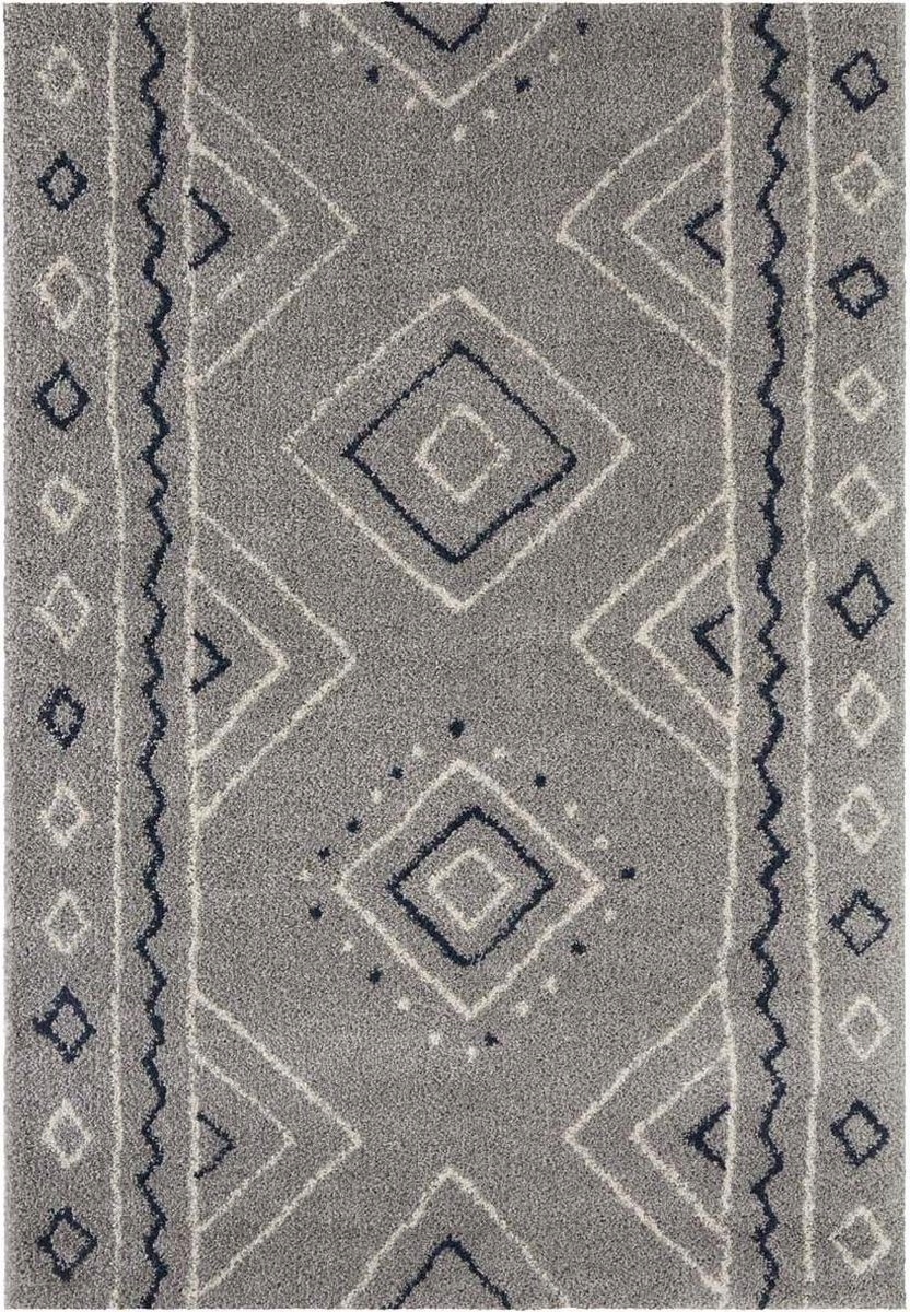 Šedo krémový koberec shaggy boho 120 x 170 cm