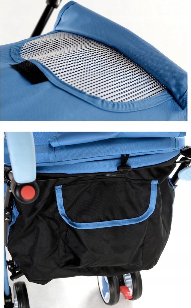 WÓZEK SPACEROWY SPACERÓWKA PARASOLKA + DODATKI - FOLIA OCIEPLACZ MOSKITIERA Liczba kół 4