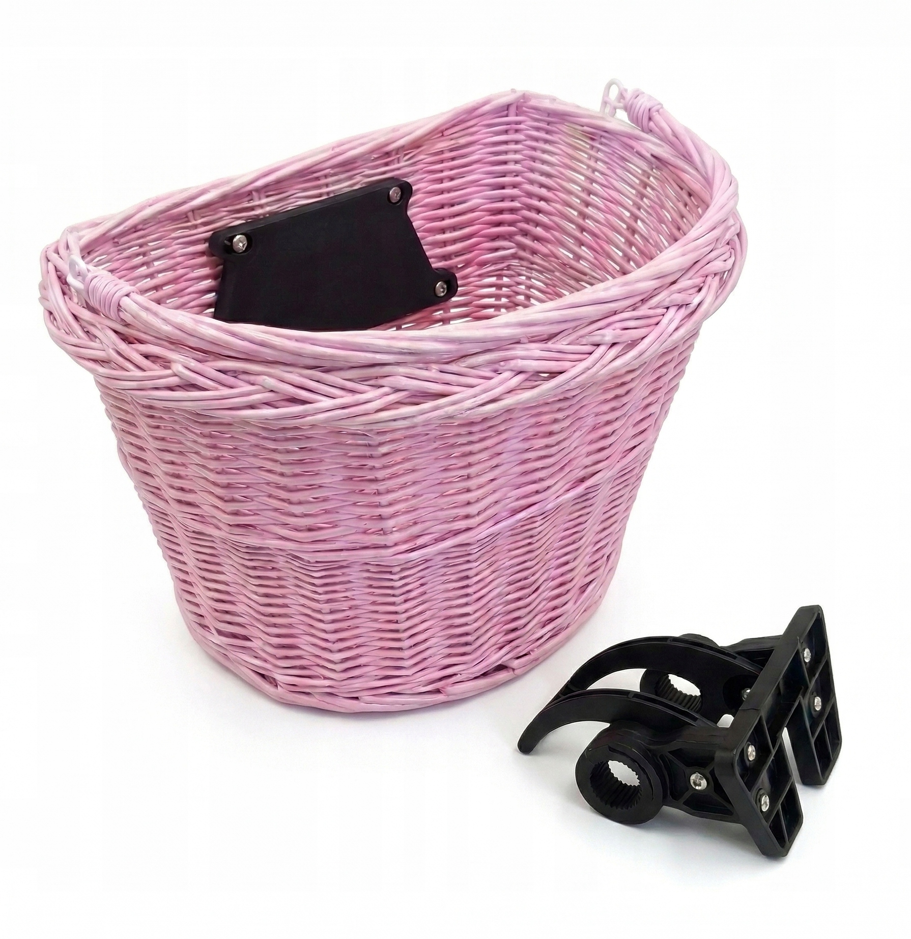 Wiklinowy Kosz Rowerowy Przedni na Kierownicę – Jasny Róż (Click)