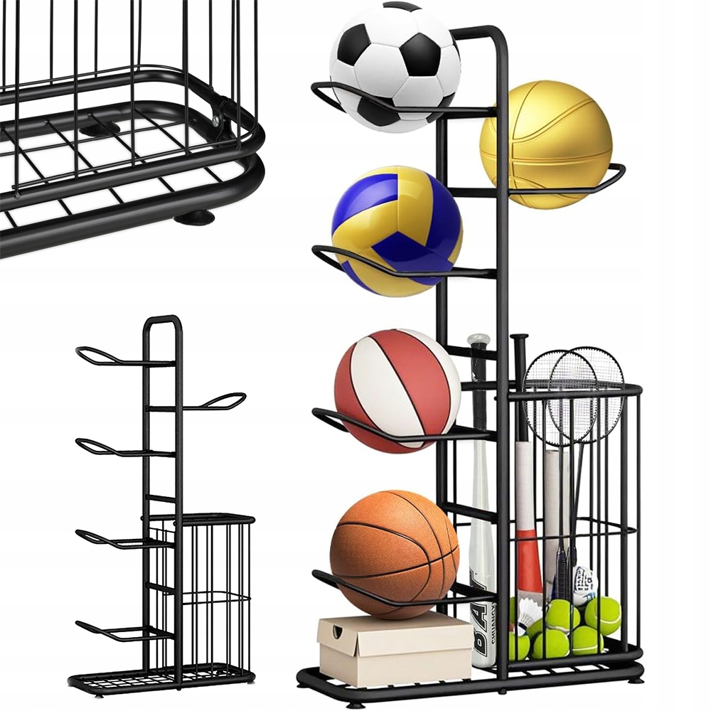 Stojan Na 5 Míčků, Víceúrovňový Úložný Koš, Sportovní Organizér