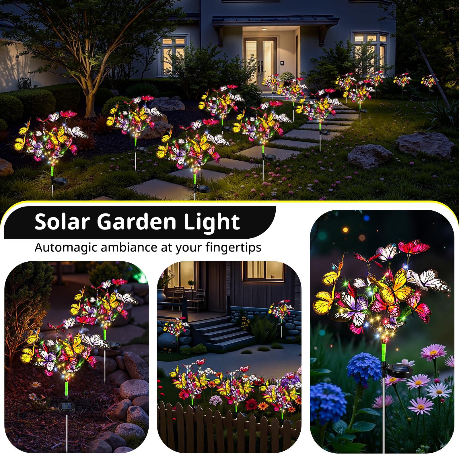 Lampy Solarne Motylki Ozdobne LED Na Zewnątrz Ogród Balkon 2 Szt LIUYIFE — miniatura 7