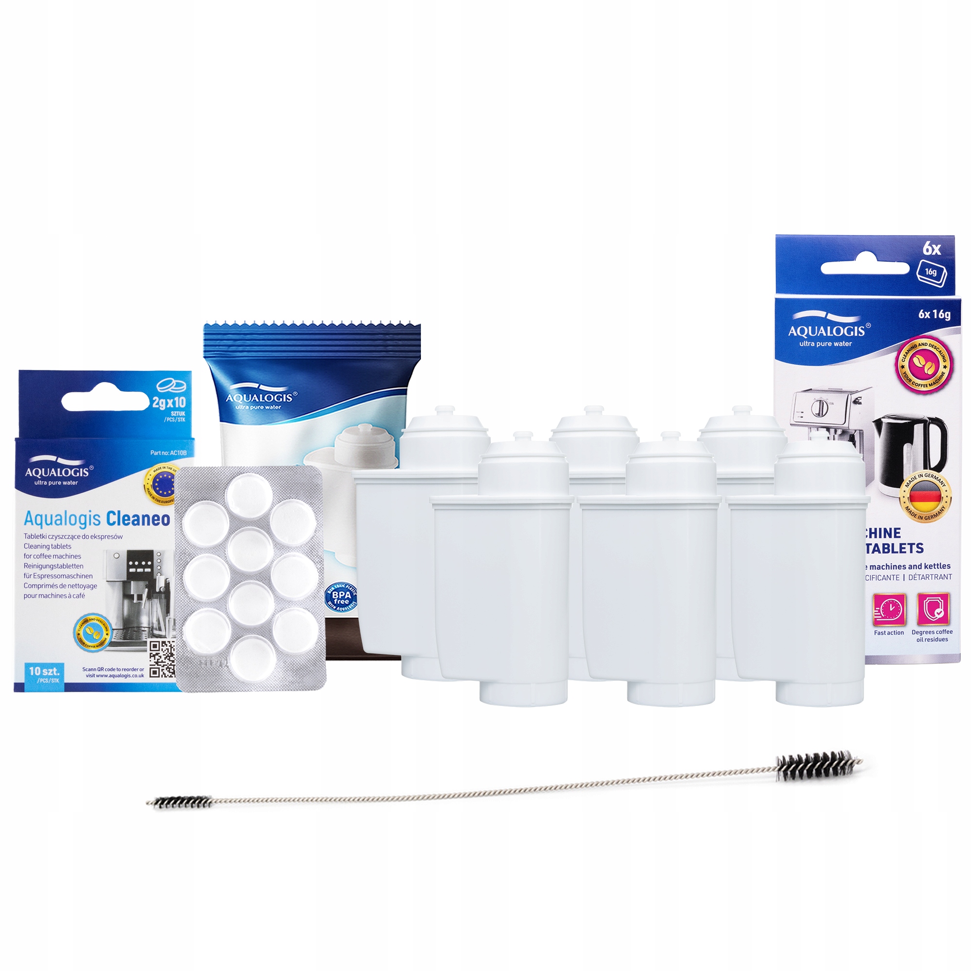 6 x Filtr do kávovaru Siemens AL-Inte Odvápňovač Tablety Kartáč