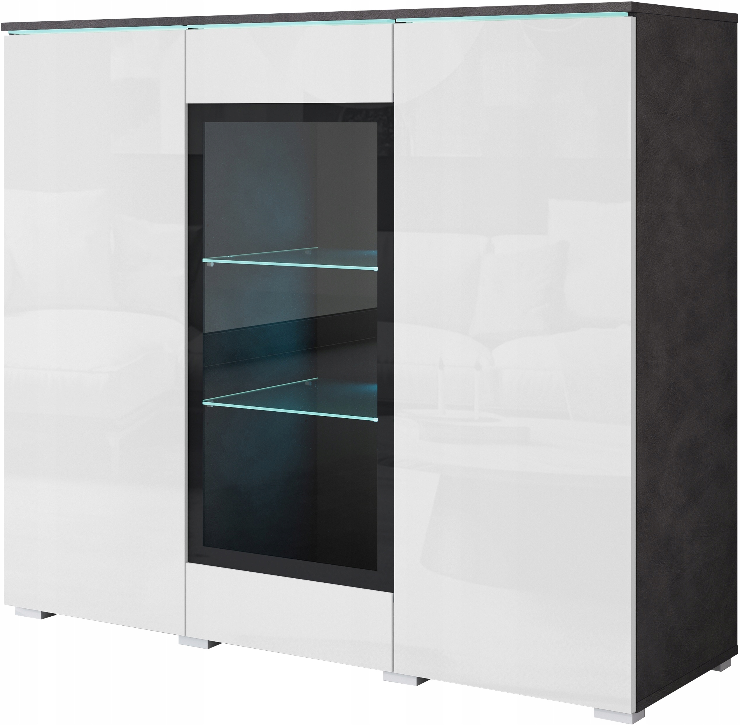 Witryna VERA HIGHBOARD 120 Matera / Biały Połysk