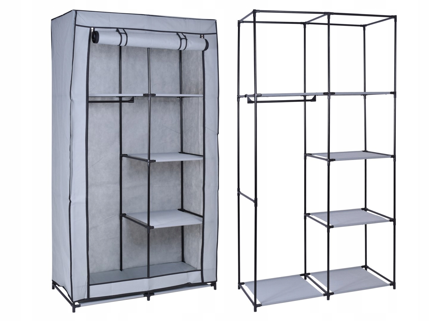 Textilní skříňka se 6 policemi Mira šedá