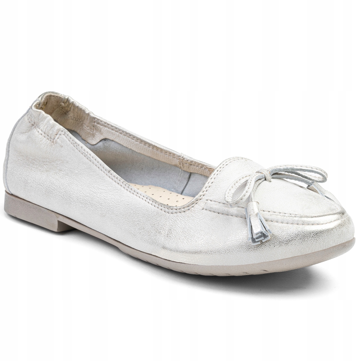 Kožené baleríny krásné měkké Metalické lehké nazouvací Wojtyłko 35