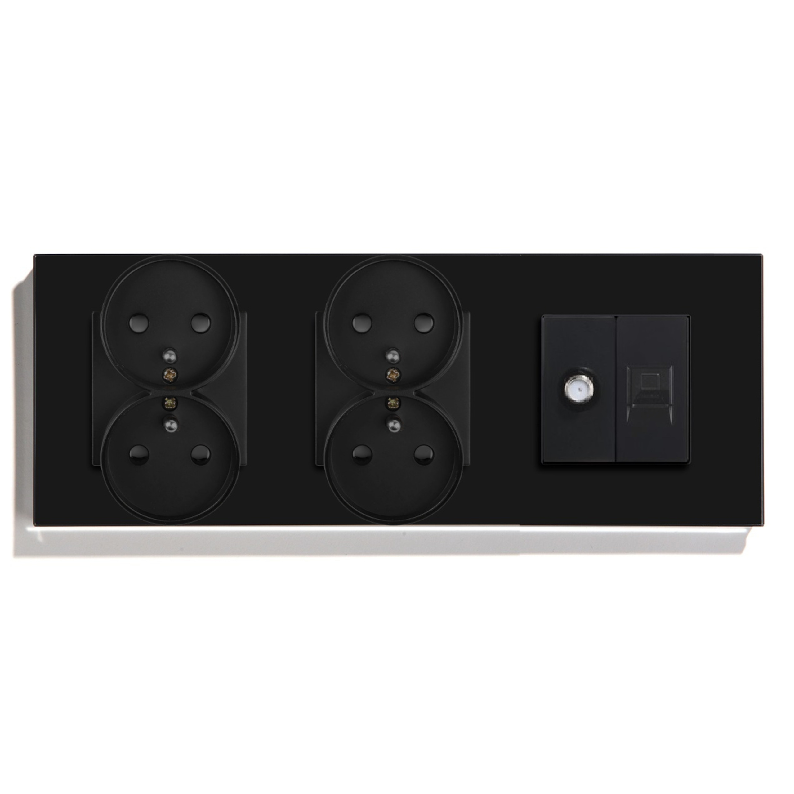 Elektrická Skleněná Zásuvka Trojitá 3F 229 mm Satelit Internet RJ45