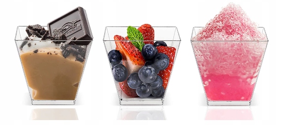 

Pucharki plastikowe do Deserów 48x120ml kwadratowe