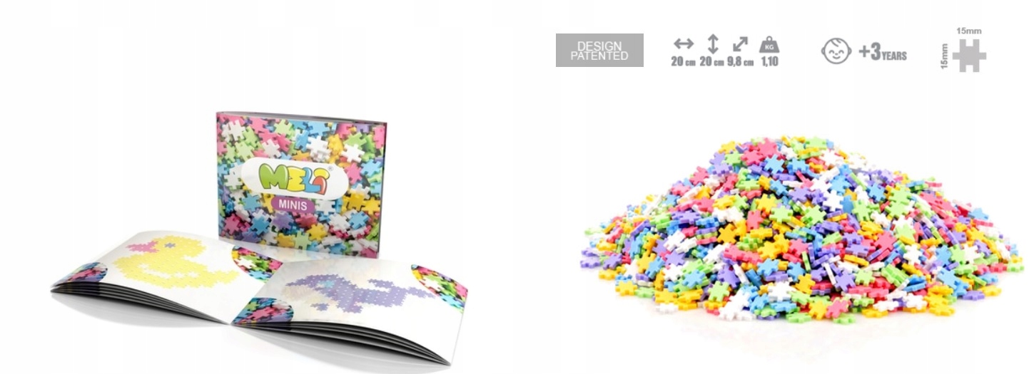 KLOCKI WAFLE MELI MOSAIC MINIS Pastel 1200 + GUMKA Bohater brak