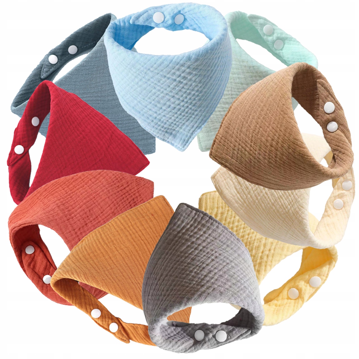 BAWEŁNIANE ŚLINIAKI DZIĘCIĘCE NIEMOWLĘCE CHUSTY TRÓJKĄTNE ZAPINANE 10 SZT