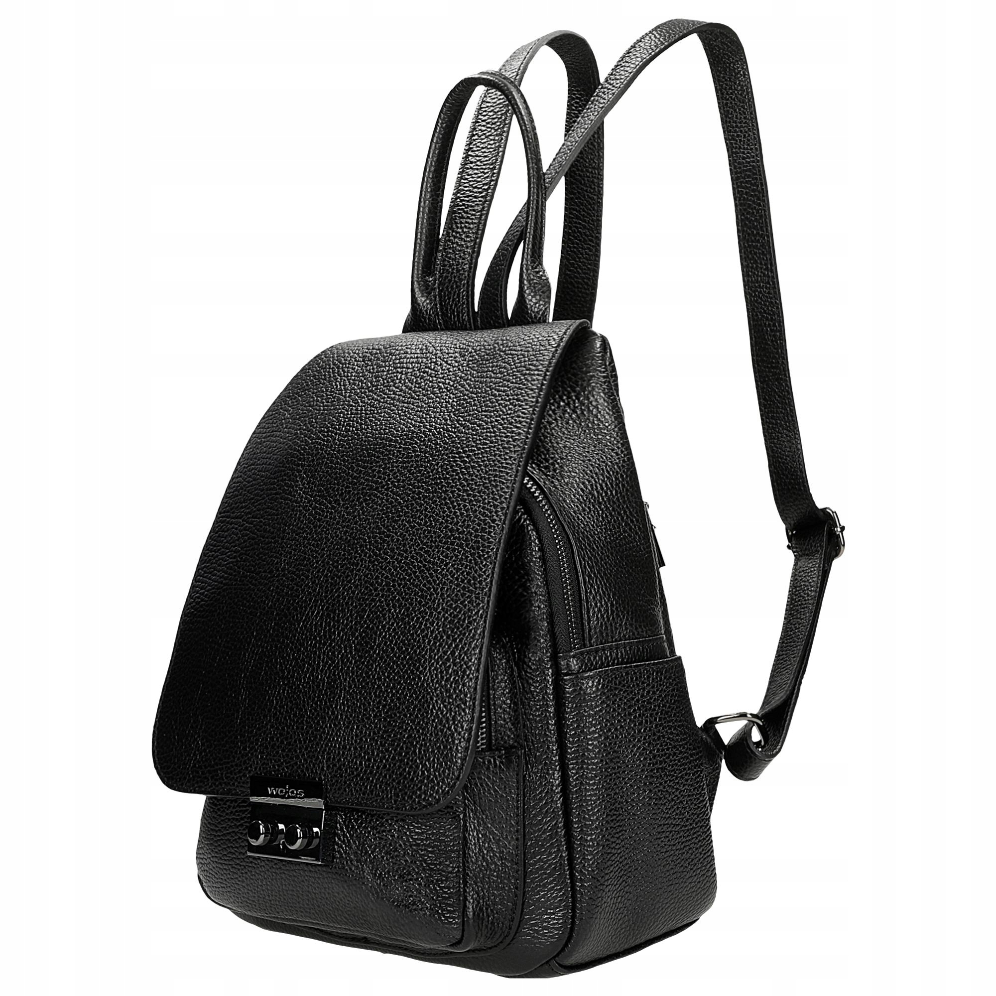 Plecak Damski Skórzany czarny duży ze skóry licowej do pracy szkoły Wojas