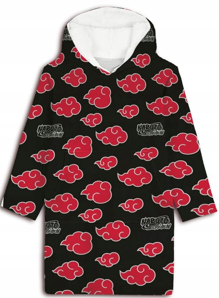 Černá Mikinová Deka Naruto Shippuden Akatsuki Deka S Rukávy Snuddie Oversize