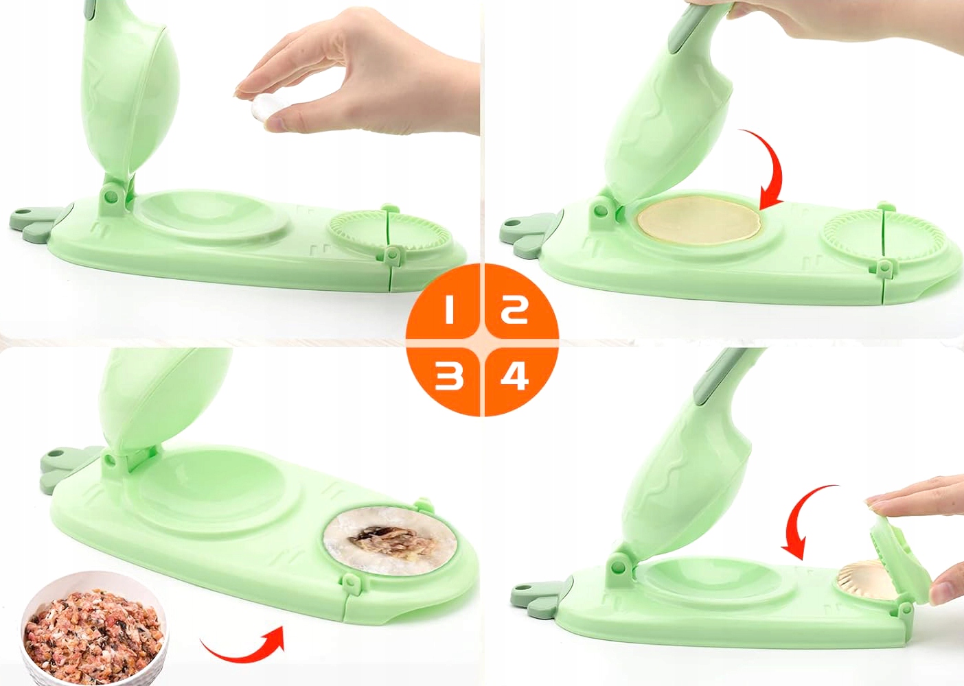 2w1 MASZYNKA FORMA DO LEPIENIA PIEROGÓW PIEROGARKA KÓŁKA Pierożnica EB618 Funkcje nadziewanie