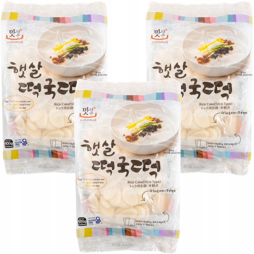 3 x Korejské Rýžové Knedlíčky Tteokguk Topokki plátky 2x300g 600g Matamun