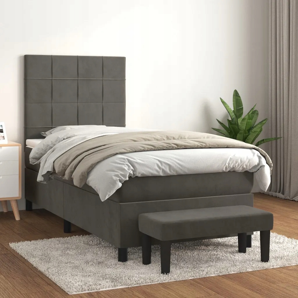 Box spring postel s matrací tmavě šedá 80 x 200 cm samet Šedá 3137810
