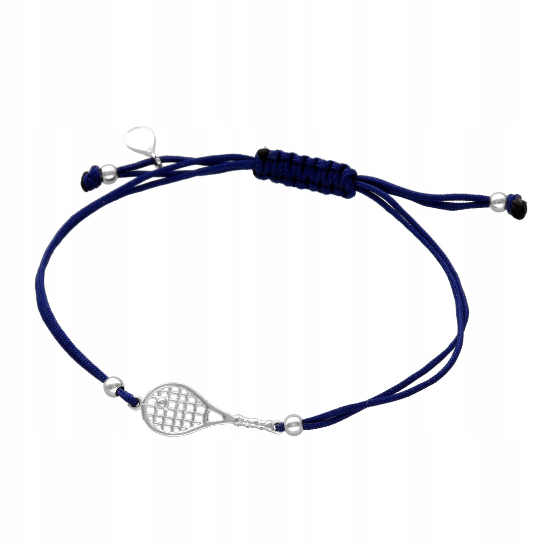 Provázkový náramek tenisová raketa stříbro
