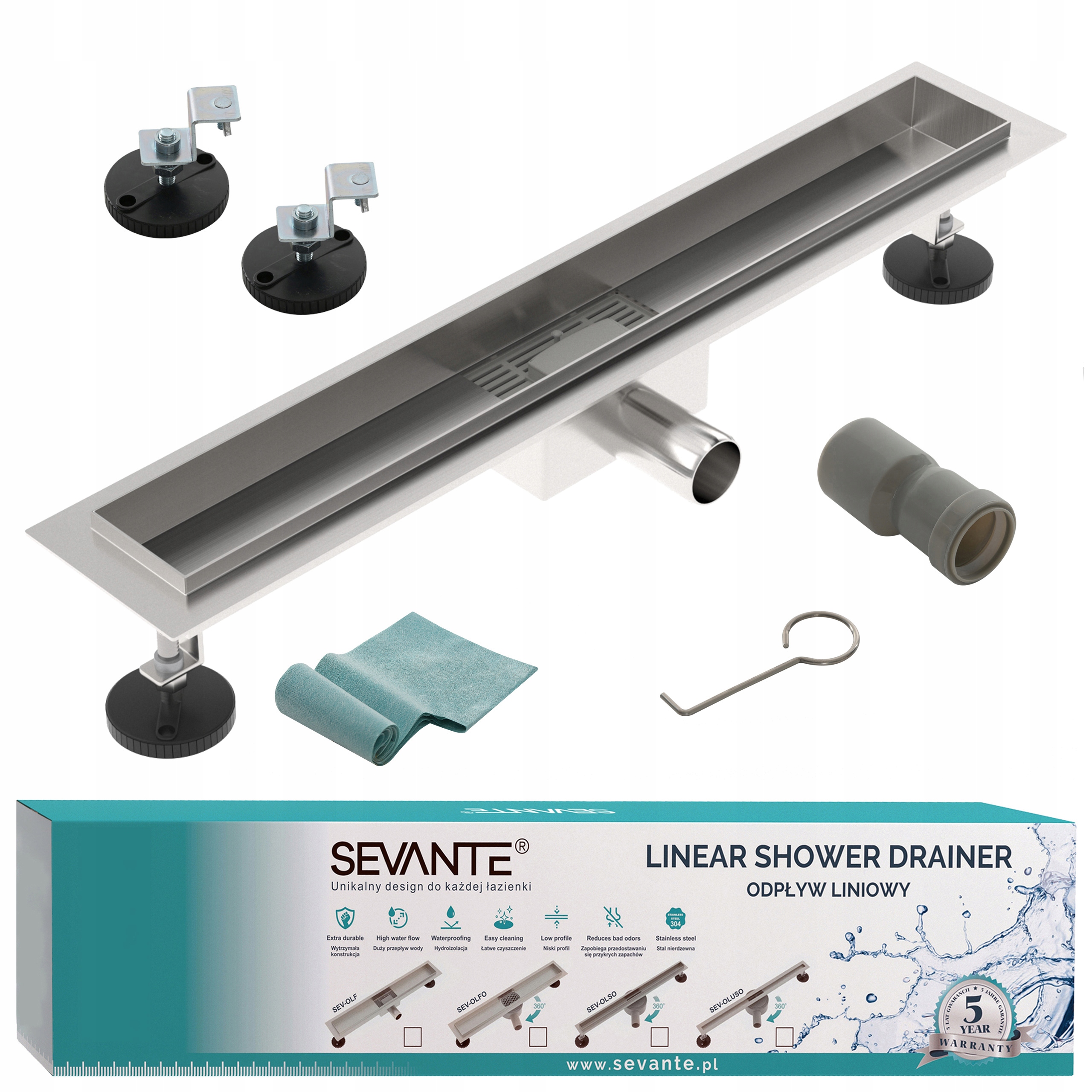 Tělo lineárního odtoku 60 cm Flat inox ocel 304 s velkou průchodností