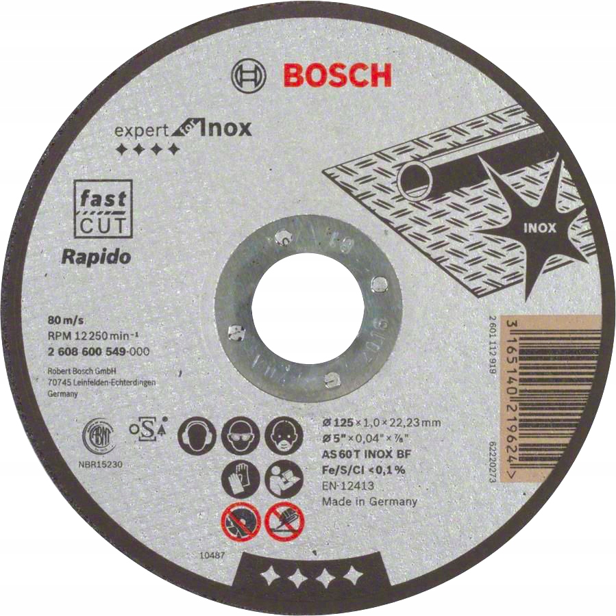 

Tarcza tnąca Inox 125x1x22,2 Bosch 2608600549