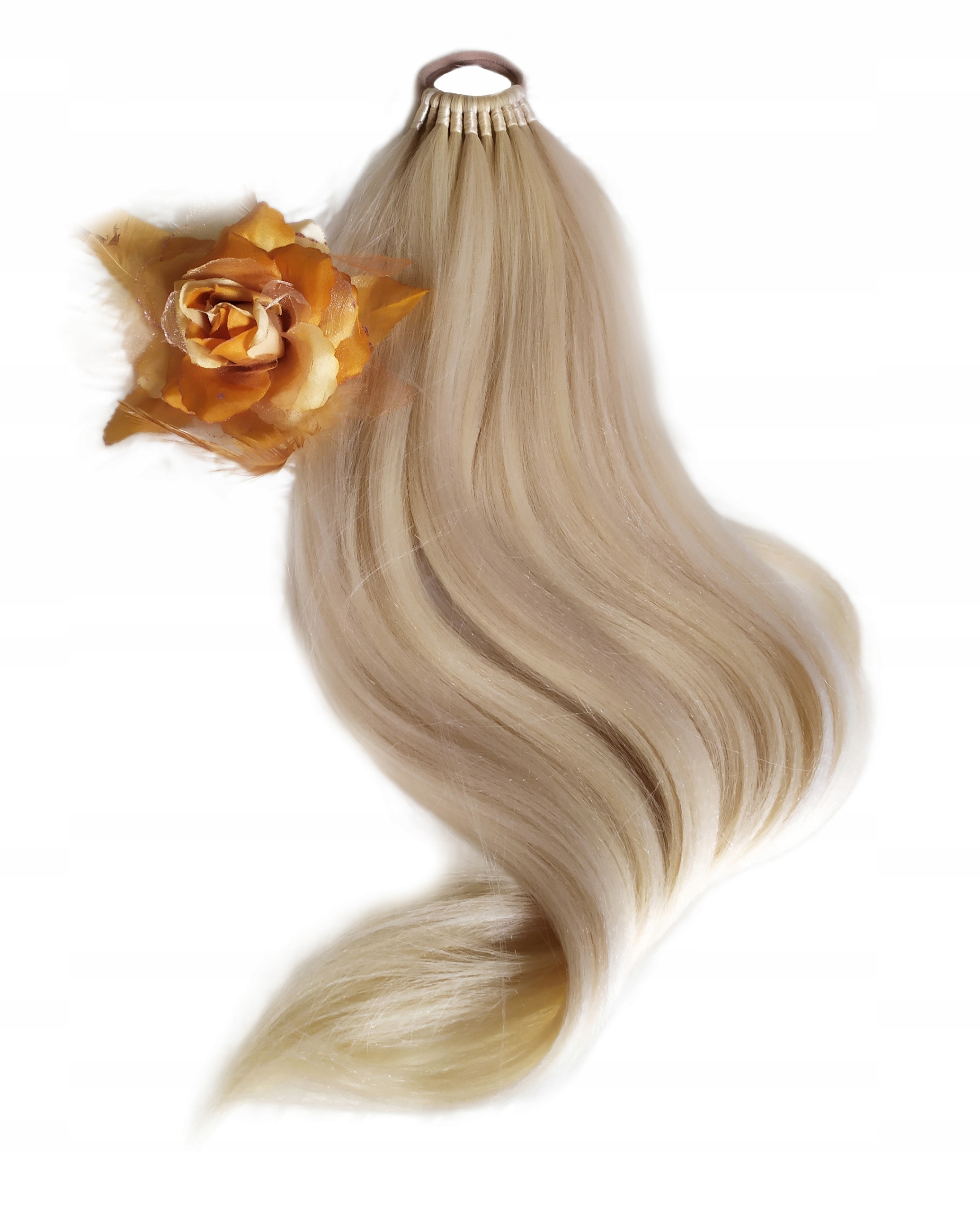 Připínací poník na gumičku, Příčesek, světle blond, Zářivá Blondýnka, 50 cm