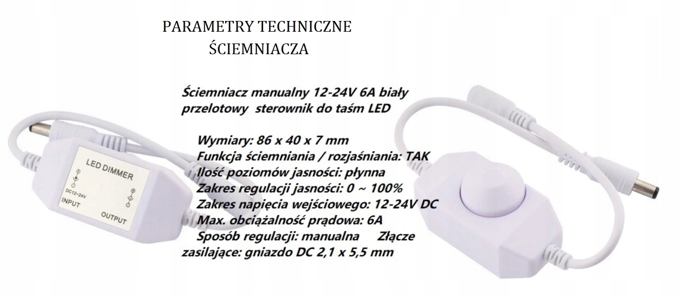 TAŚMA LED 5050 Z WŁĄCZNIKIEM ŚCIEMNIACZ 200 CM Moc 26 W