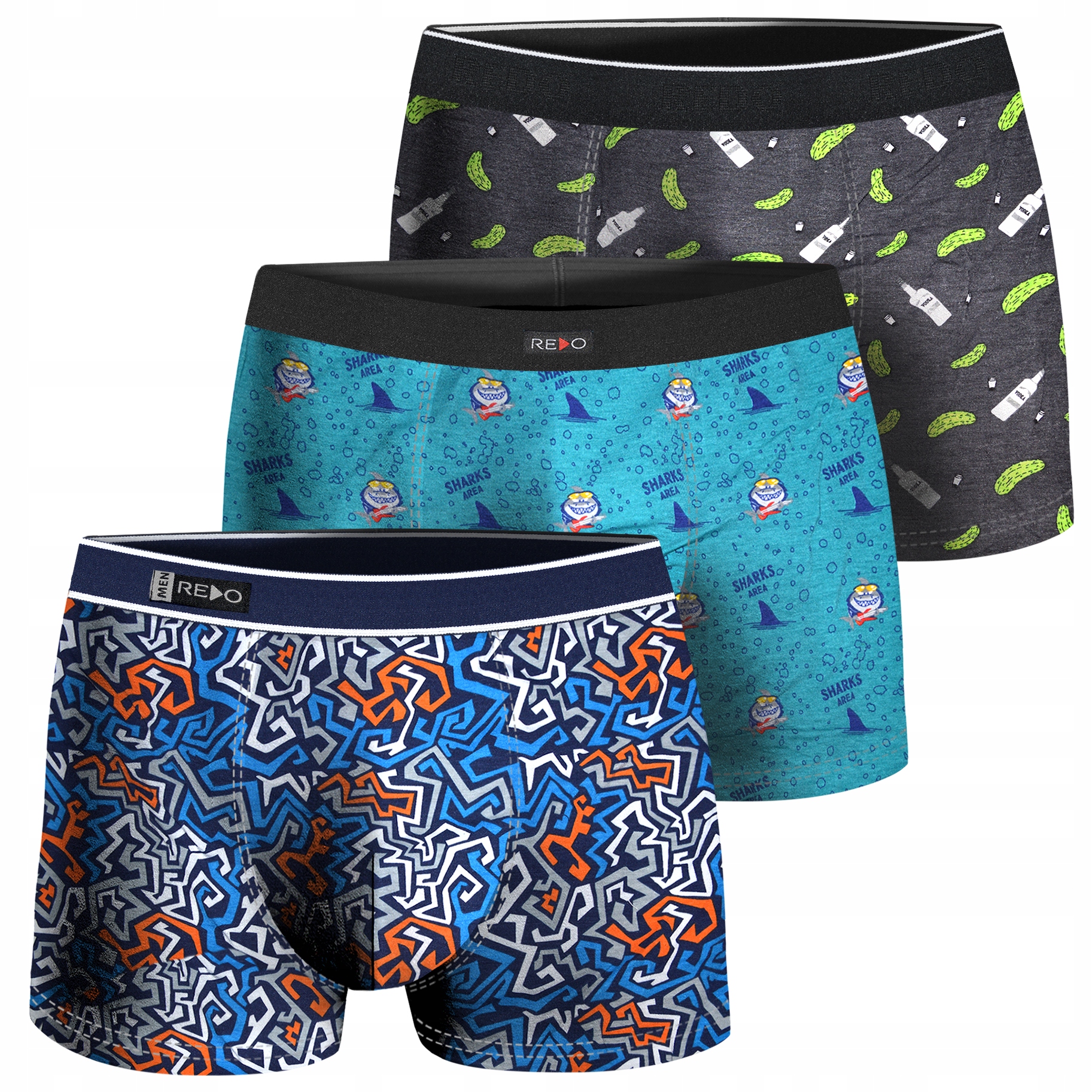 

3PAK = 3szt komfortowe Szorty męskie Redo bokserki