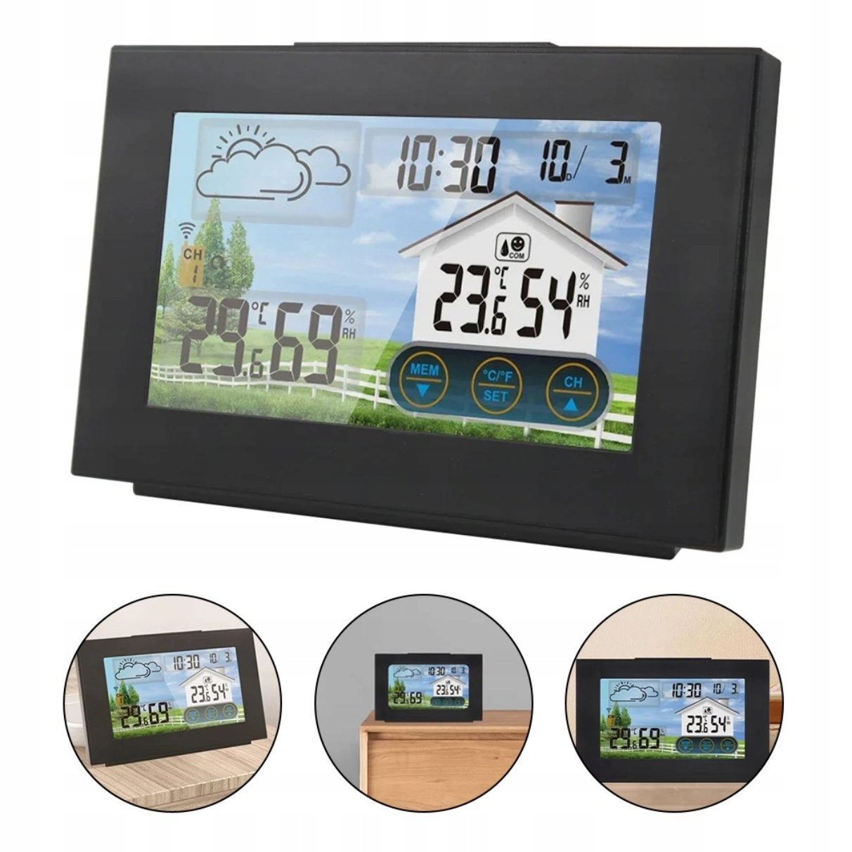 Hodiny Digitální Meteorologická Stanice Teploměr 4 Rychlosti Vlhkoměr LCD Displej