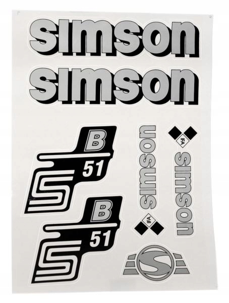 

Naklejki komplet Simson S51 B srebrne solidne