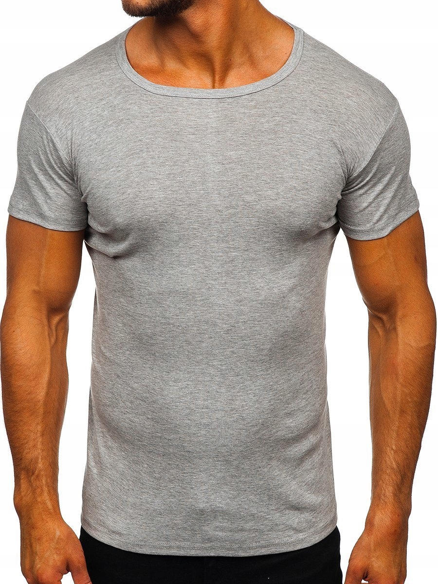 

T-shirt Bez Nadruku Szary NB003 Denley_l