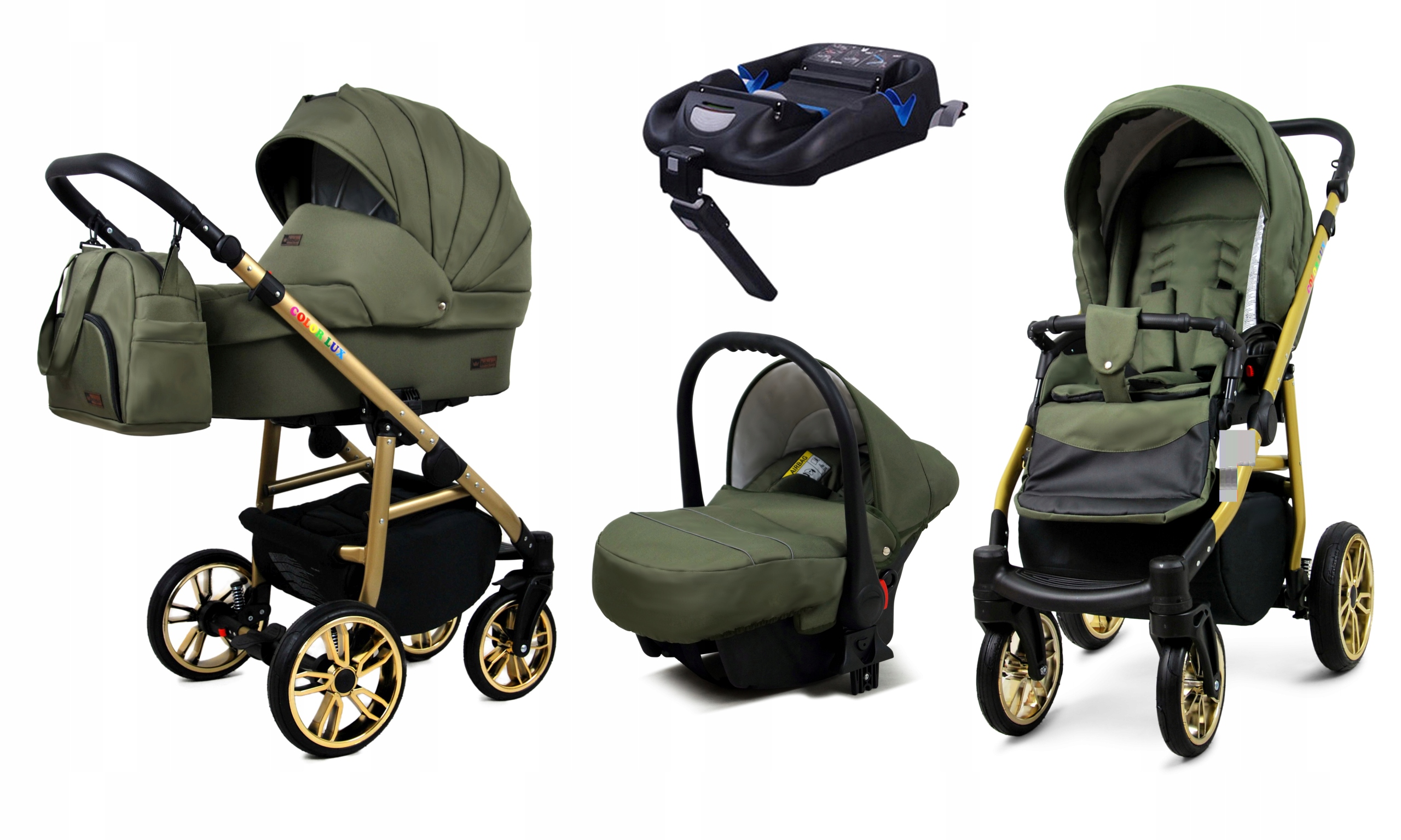 BabyLux Wózek 4w1 dziecięcy ColorLux + baza Isofix