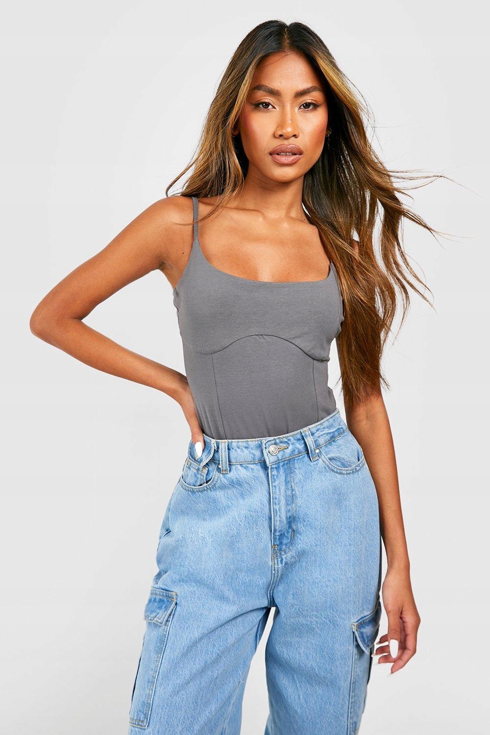 1B0A28 P28 BOOHOO PLUS FIOLETOWE PRĄŻKOWANE BODY 3XL Marka Boohoo