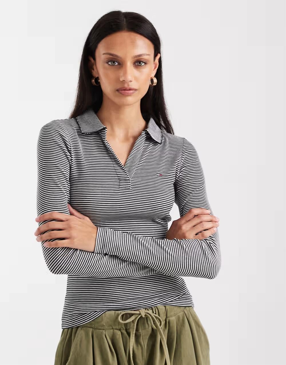 Tommy Jeans Polokošile S Dlouhým Rukávem A Logem Pruhy B23__XL
