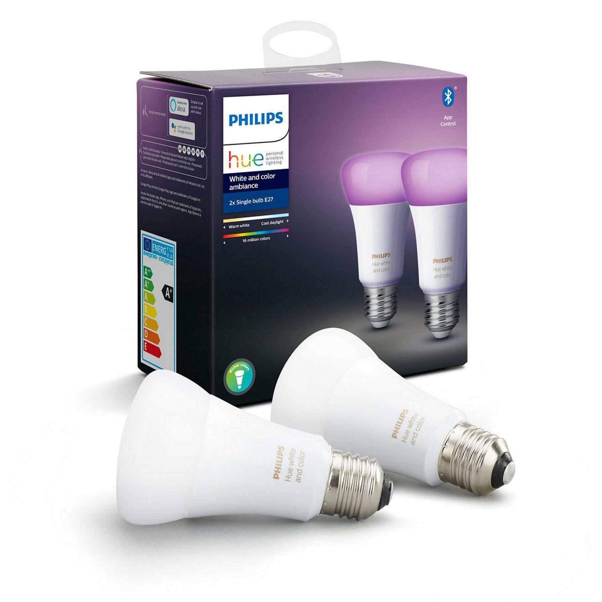 Philips Hue Hue Bluetooth Led White and Color Ambiance žiarovka 2xE27 A19 9W