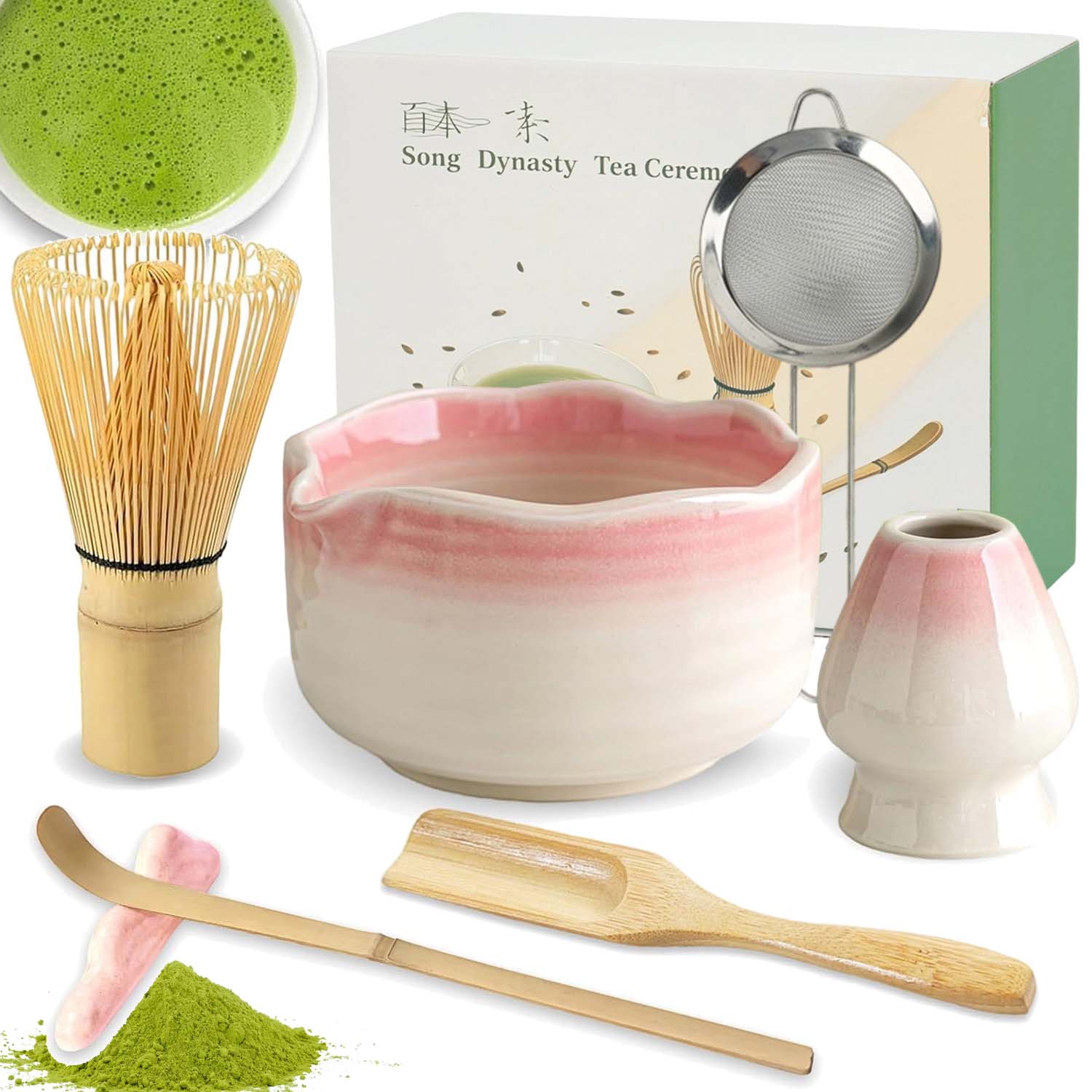 Zestaw Prezentowy Do Herbaty Matcha Miotełka Podstawka Łyżeczka