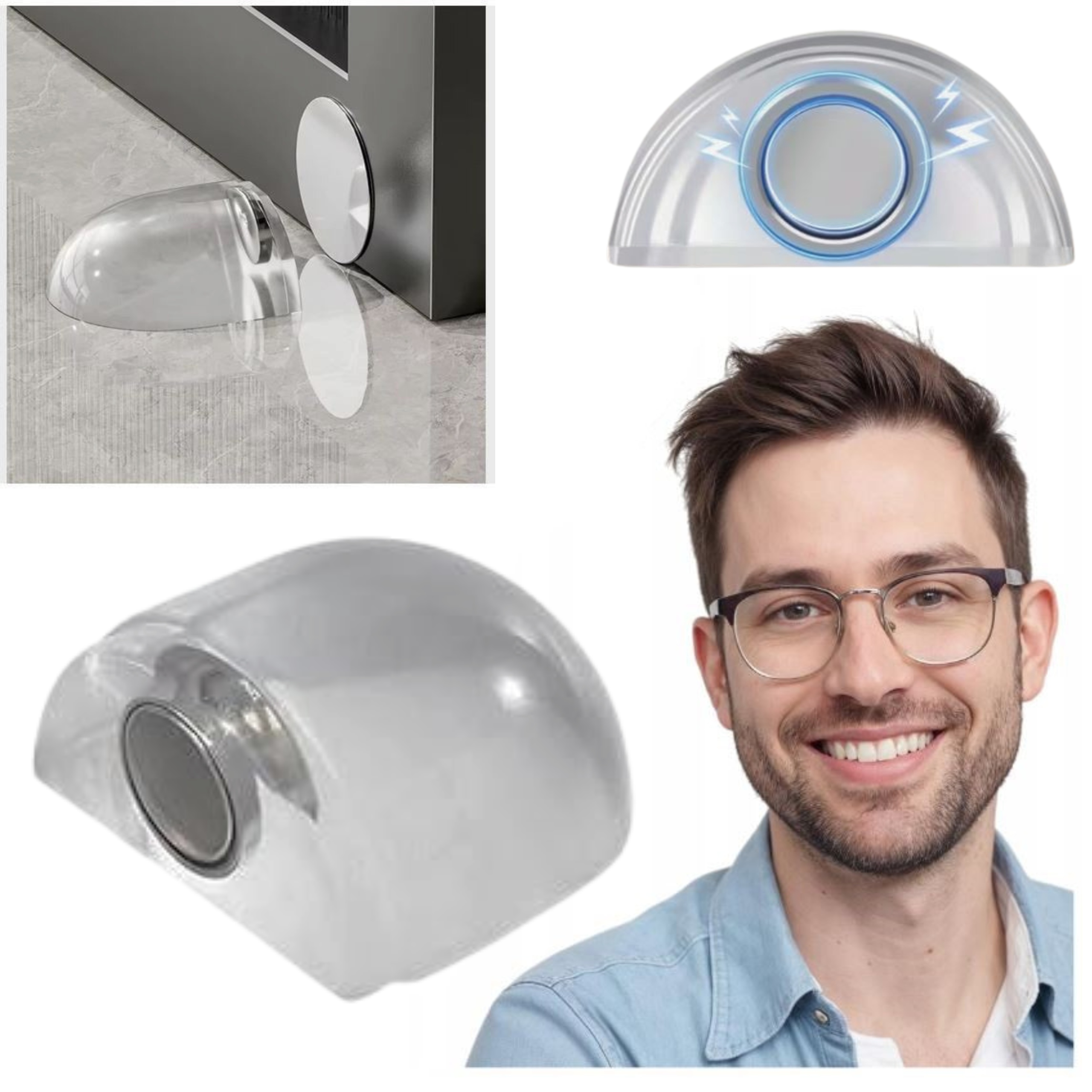 ODBOJNIK MAGNETYCZNY DO DRZWI ODBÓJ STOPER BLOKADA BEZBARWNY OGRANICZNIK x1