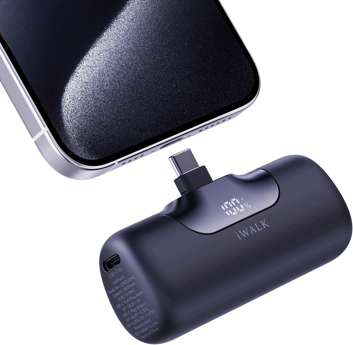 Powerbank iWALK 5500 mAh czarny 22,5W Usb-c Mały Mini Kompaktowy LPB5500PC