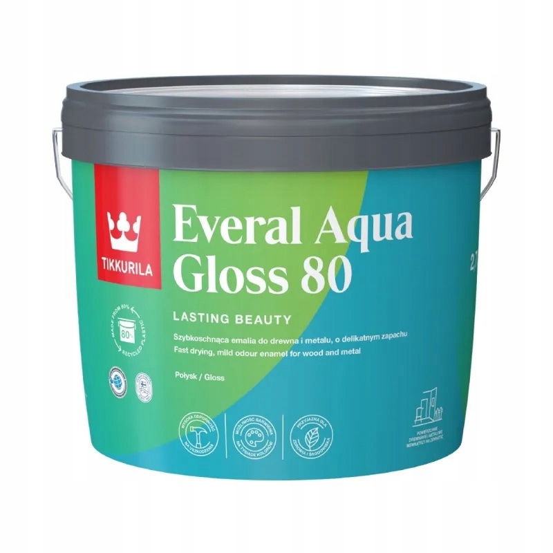 Tikkurila Everal Aqua 80 Lesk 2,7 L Podkladová Báze (bezbarvá) Pouze Pro Barvení!