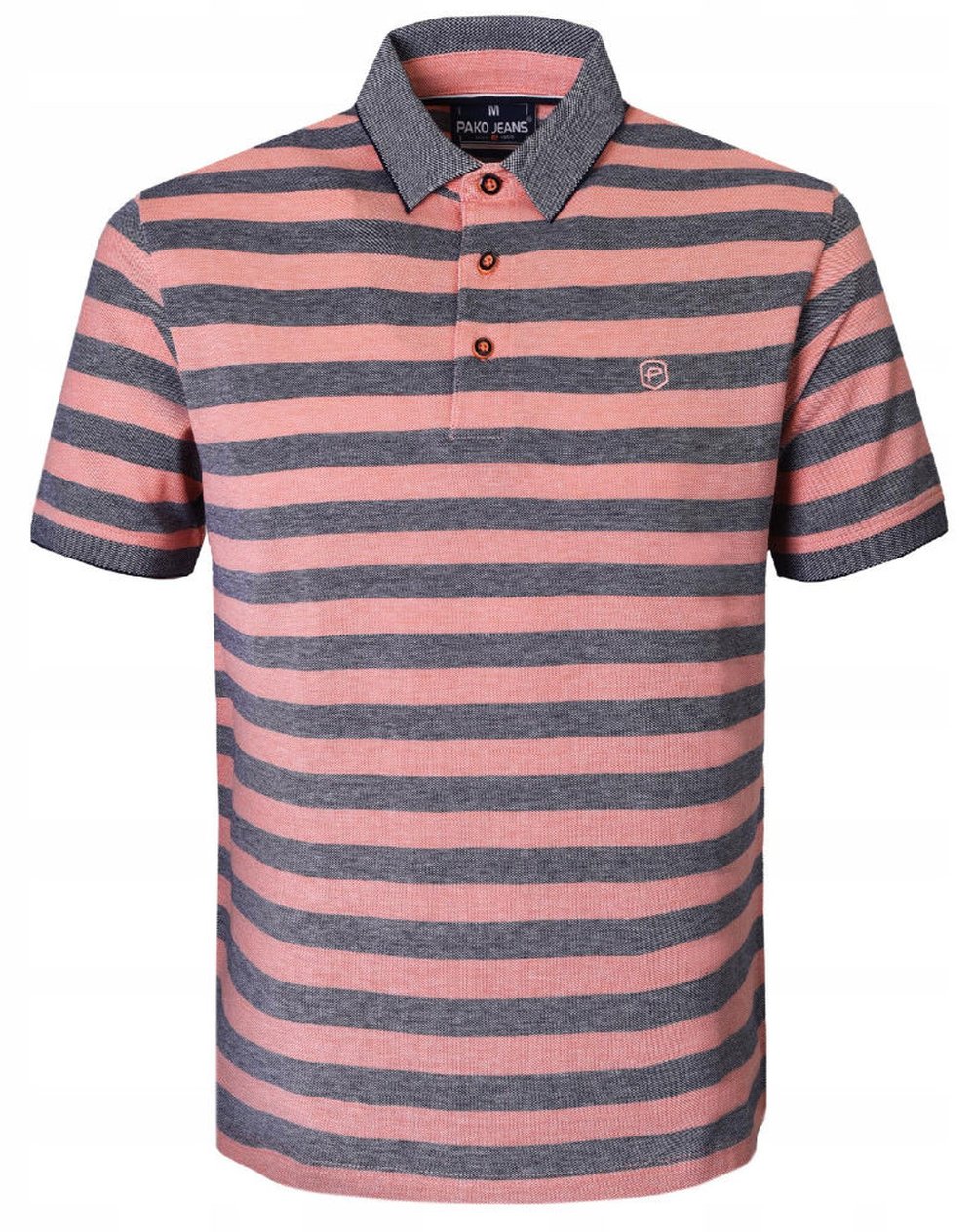 Bavlněné pánské Polokošile Pako Jeans Lososové pruhy L