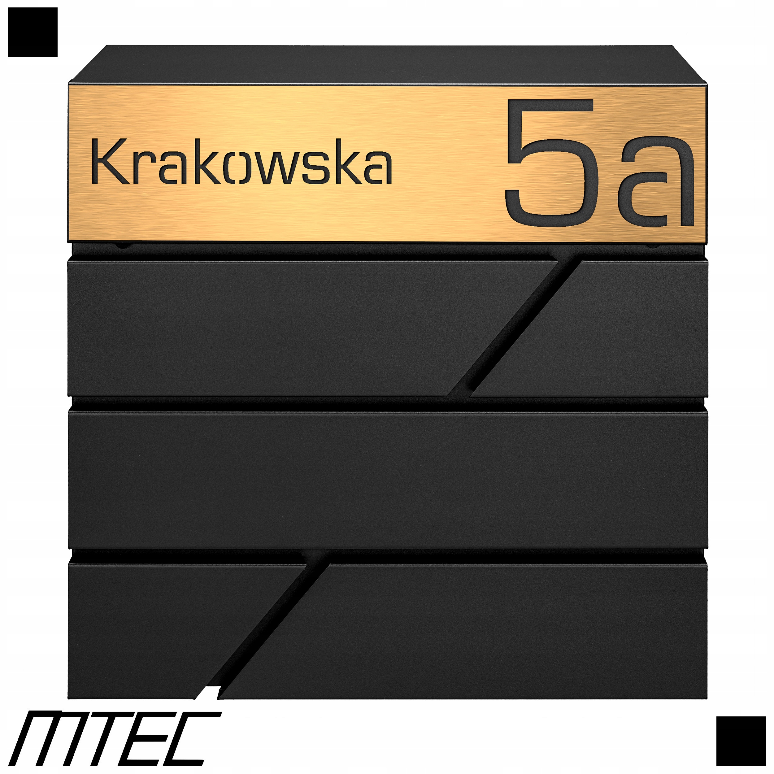 Personalizovaná Černá Poštovní Schránka Se Zlatou Tabulkou A Číslem Mtec