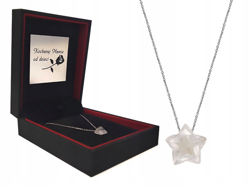 

Srebrny naszyjnik 925 gwiazda kamień kwarc róż